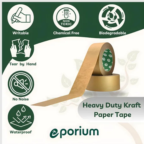Miniatura 3 de Cinta de embalaje de papel premium, reciclaje autoadhesiva, cinta de embalaje ecológica resistente para escritura y sin recubrimiento para sellado