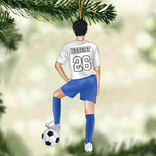 Miniatura 3 de Adorno de Navidad personalizado para jugador de fútbol; regalo personalizado para colgar en el árbol de Navidad 2D; gran idea de regalo