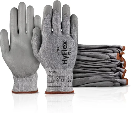 Miniatura 7 de Ansell HyFlex 11-727 Ultralight Cut-Resistant Industrial Gloves w/Reinforced Palm for Machinery, Auto, Warehousing Grey