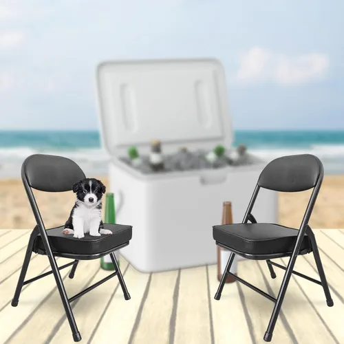 Miniatura 2 de Mini sillas plegables acolchadas, taburete de garaje, silla de camping portátil con cojín, silla de césped ligera, para eventos deportivos al aire