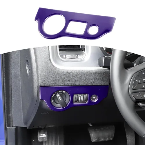 Miniatura 11 de RT-TCZ para Dodge Challenger 2015 en adelante, Panel de interruptor de faro Challenger, Cubierta de recorte para interior azul, Accesorios 1 pieza