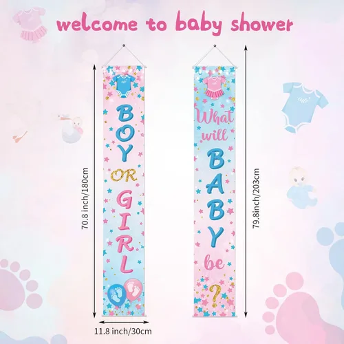Miniatura 2 de Buryeah 2 piezas de decoración de puerta de revelación de género para niños o niñas, letreros de revelación de género para puerta, carteles