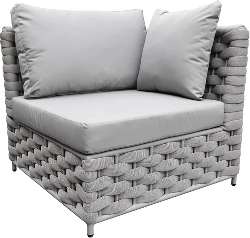 Miniatura 44 de TWT 3-Piece Woven Rope Patio Furniture Set, 2 Outdoor Armchairs with Soft Cushions + Round Aluminum Coffee Table, All-Weather Conversation Set for