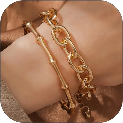 Miniatura 85 de Long tiantian Pulsera de oro gruesa para mujer, pulseras de oro delicadas, pulseras para mujer, pulseras apilables de eslabones de cadena