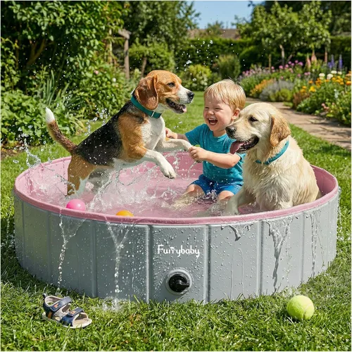 Miniatura 2 de Furrybaby Piscina para perros, piscina infantil plegable de plástico duro para perros grandes, portátil para mascotas, para nadar