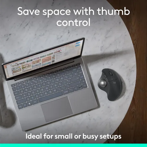 Miniatura 8 de Logitech Ergo M575S Ratón inalámbrico de Trackball, mouse ergonómico inalámbrico con Bluetooth y dongle cifrado, cómodo control de pulgar