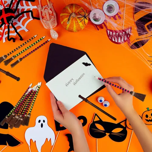 Miniatura 3 de Juego de lápices de varita de Halloween, escoba de bruja, recuerdos de fiesta de mago, recuerdos de fiesta de brujas, regalos de cumpleaños, regalos