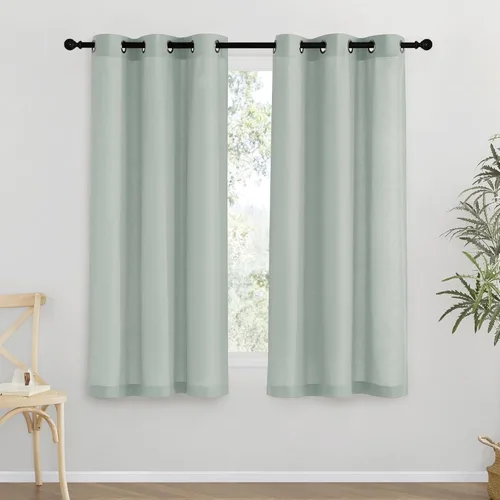 Miniatura 235 de NICETOWN Cortinas de lino natural con textura de lino para dormitorio, mezcla de lino rústica con ojales en la parte superior, semitransparentes