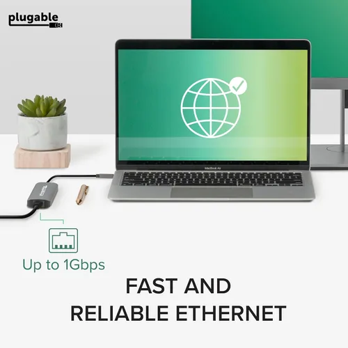 Miniatura 5 de Plugable Adaptador multipuerto USB C 7 en 1 sin controlador con Ethernet, HDMI 4K60Hz, carga de paso de 100 W, 2 USB 3.0, SD/microSD, para USB-C