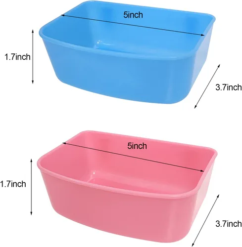 Miniatura 5 de Paquete de 6 comederos (azul, rosa), comedero colgante, recipiente de alimentos y agua, cuenco de agua de baño universal para pájaros, hámsters