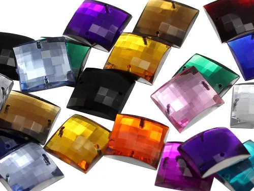 Miniatura 2 de Allstarco Cuentas cuadradas CH24 de 0.394 pulgadas (0.394 in) con parte trasera plana cuadrada para manualidades, diamantes de imitación acrílicos