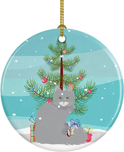 Miniatura 154 de Caroline's Treasures Adorno de cerámica con texto en inglés "Merry Christmas" para colgar en el árbol de Navidad, decoración para el hogar, Navidad