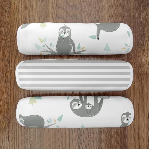 Miniatura 4 de Sweet Jojo Designs Blue Jungle Sloth - Juego de 3 paños absorbentes para eructos para bebé, recién nacido, turquesa, gris y verde, tropical, género