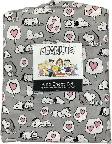 Miniatura 6 de Berkshire Blanket Peanuts - Juego de sábanas para el día de San Valentín (gris - siesta con corazones, matrimonial)