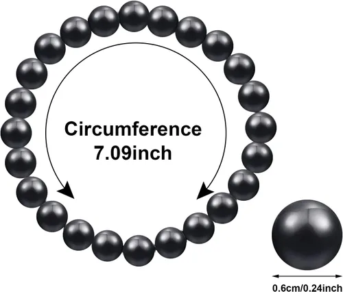 Miniatura 2 de Hicarer 2 pulseras de shungita negras con cuentas de shungita, piedras elásticas de cristal, joyería energética, poderoso defensor espiritual