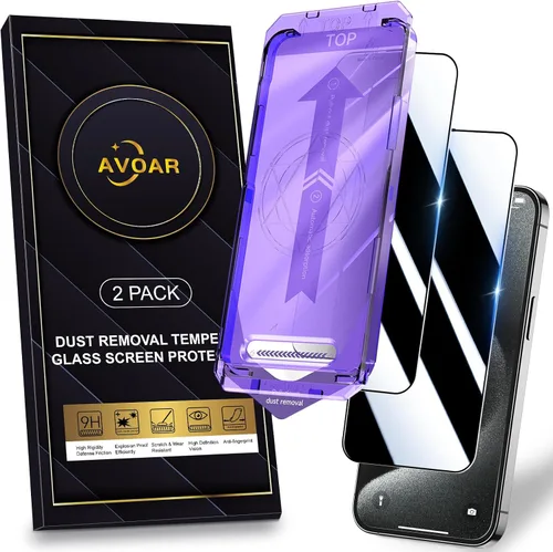 Miniatura 37 de Paquete de 2 protectores de pantalla de privacidad para iPhone 13 Pro Max /14 Plus [kit de alineación automática] vidrio templado, protección