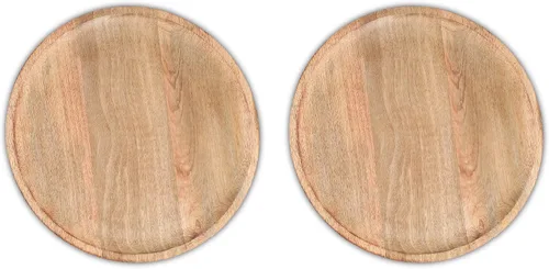 Miniatura 10 de Lightnpro - Platos redondos de madera de acacia, platos para aperitivos, mesa central, platos de servicio para ensalada, sándwiches, hamburguesas