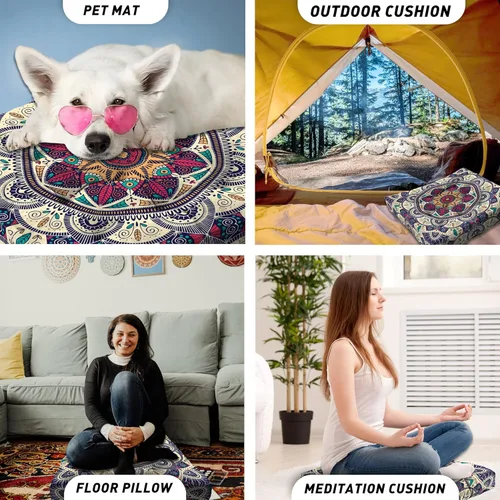 Miniatura 7 de Cojín de meditación con mandala, tapete de meditación bohemio, almohadas de meditación para sentarse en el suelo, cojines para sentarse en casa y al