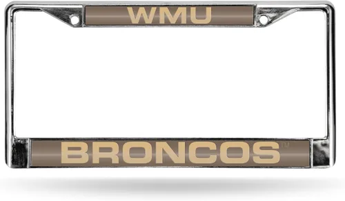 Miniatura 10 de Rico Industries NCAA - Marco de matrícula cromado estándar con incrustaciones de corte láser unisex