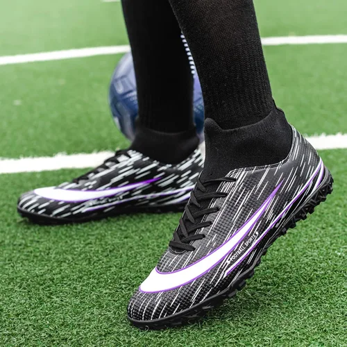 Miniatura 4 de UYO Tacos de fútbol para hombre, zapatos de fútbol AGFG High-Tops con cordones antideslizantes