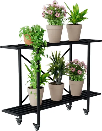 Miniatura 11 de Zhongma Soporte de metal para plantas de un nivel (45.67 pulgadas de largo x 8.66 pulgadas de ancho x 7.9 pulgadas de alto) soporte para plantas
