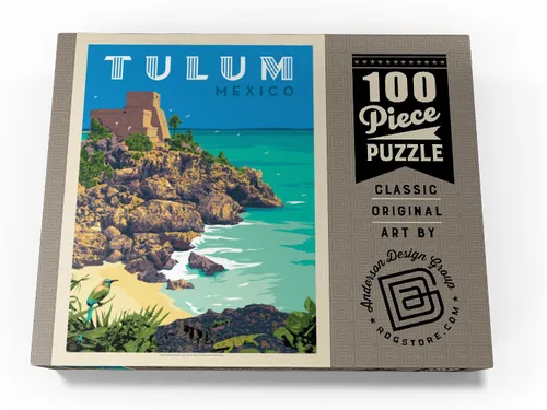 Miniatura 4 de MyPuzzle Mexico: Tulum, póster vintage, rompecabezas premium de 100 piezas para adultos