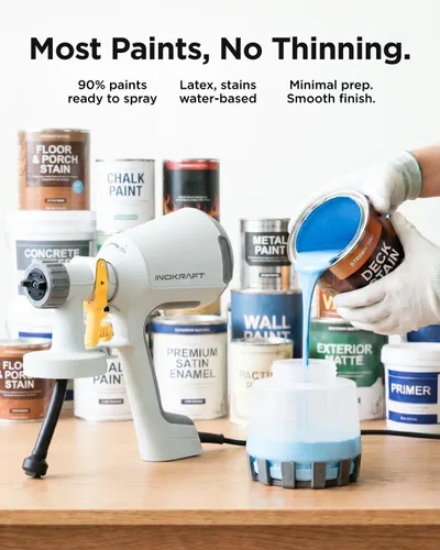 Miniatura 3 de InoKraft Rociador de pintura, el rociador HVLP de los premios Bob Vila incluye 3 patrones y kit de limpieza completo para pintura de casa, muebles