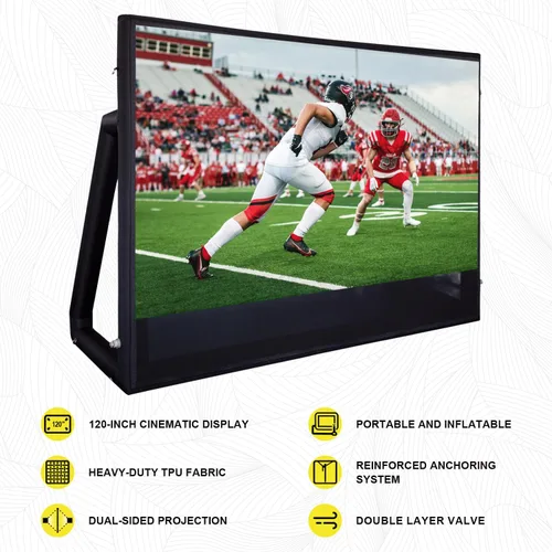 Miniatura 4 de Pantalla de proyector inflable I Diseño hermético sin soplador, hecho de lona de TPU, 120 pulgadas (equivalente a 16 pies) para uso en interiores