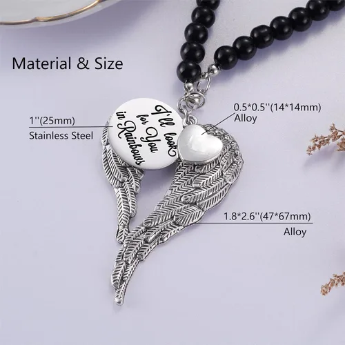 Miniatura 5 de Collar conmemorativo de alas de ángel, regalos conmemorativos para la pérdida de mamá/papá/abuela/abuelo/hijo/hija, adorno conmemorativo para espejo