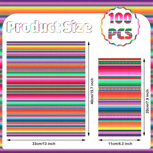 Miniatura 2 de Paquete de 100 servilletas de fiesta mexicana para invitados de fiesta mexicana, coloridas servilletas desechables para cena mexicana, toalla