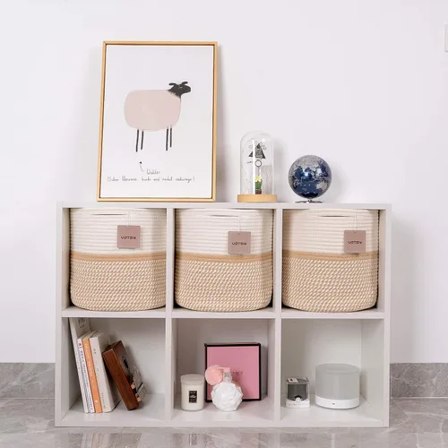 Miniatura 6 de voten - Canastas de almacenamiento de cubos de 11 x 11 pulgadas, para organizador de cubos de 12 x 12 pulgadas, elegantes y duraderas, contenedores