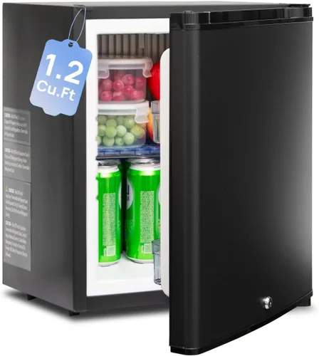 Smad Mini refrigerador con cerradura y llave de 1.0 pies cúbicos, refrigerador compacto de 12 V/110 V, con bloqueo de refrigerador pequeño para