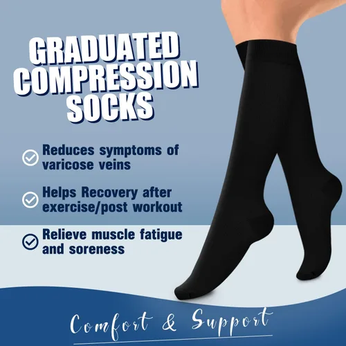 Miniatura 3 de Laite Hebe 4 pares - Calcetines de compresión para mujeres y hombres, circulación - El mejor soporte para enfermeras, correr, atletismo