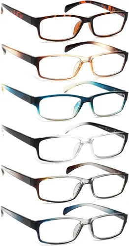 Miniatura 10 de JOSCHOO Gafas de lectura para computadora para mujeres y hombres, paquete de 6 lectores de bisagra de resorte con bloqueo de luz azul Mezcla