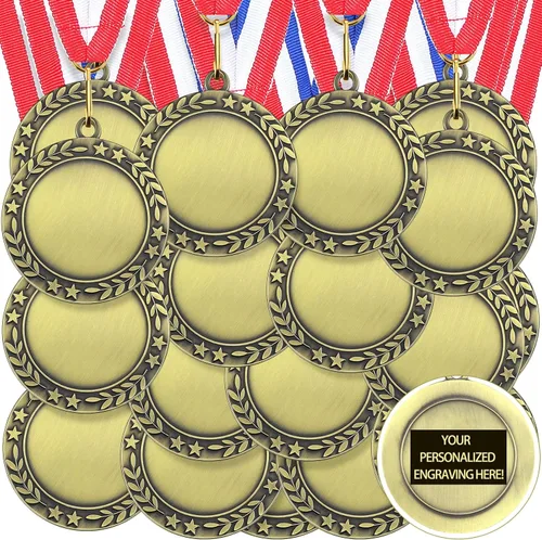 Miniatura 8 de Kigeli 100 medallas de premio en blanco con cintas para el cuello, Medalla de participación ganadora Premios Haz tu propio kit 1er lugar