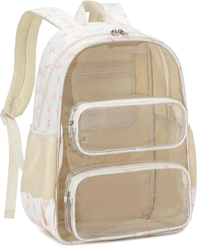 Miniatura 174 de CAMTOP Mochila transparente resistente y transparente para estudiantes, escuela, trabajo, festival, viajes, deportes, Beige, Mediana, Camtop Mochila
