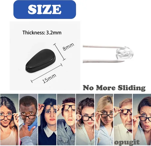 Miniatura 4 de Almohadillas para la nariz para lentes, adhesivos antideslizantes para la nariz con bolsa de aire, 0.118 pulgadas de grosor para lentes, lentes