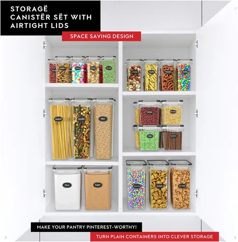 Miniatura 6 de DWËLLZA KITCHEN Contenedores de Almacenamiento de Cereales EXTRAGRANDES (6.3L / 213OZ) Juego de 2 Dispensadores de Cereales a Granel Tamaño Familiar