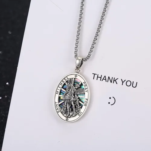 Miniatura 284 de Collar de plata de ley 925 con medalla de San Patrón, colgante de protección católica, amuleto, joyería religiosa para hombres y mujeres