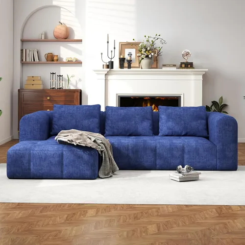 Miniatura 10 de Sofá seccional modular de 105", sofá sin estructura para sala de estar, sofá seccional tipo nube con asiento profundo, sofá en forma de L, sofás