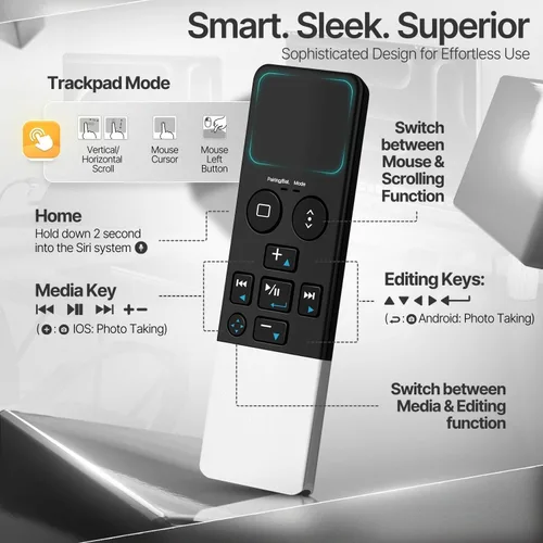 Miniatura 3 de TNP - Control remoto Bluetooth para iPad iPhone - Trackpad Presentador multimedia para iOS Mac Android Tablet PC - Obturador de cámara inalámbrico