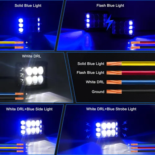Miniatura 3 de Luces Pod Laterales Direccionales de 4 Pulgadas, Luces LED Estroboscópicas Azules de Cubo de Doble Cara para Granja, Tractor, Arado, Camión, Barco