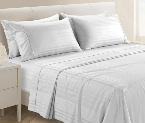 Miniatura 24 de Casa Platino Sábanas tamaño King de 500 hilos, satén suave, 100% algodón, sábanas de 6 piezas con sábana encimera, sábana bajera ajustable y fundas