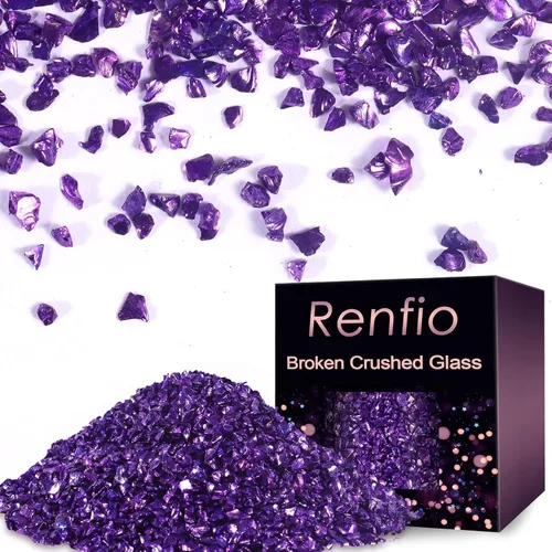 Miniatura 15 de Renfio Fragmentos de purpurina de vidrio triturado roto de 0.079 a 0.157 pulgadas, irregulares, pequeños chips metálicos gruesos, 7 onzas (7.05 oz)