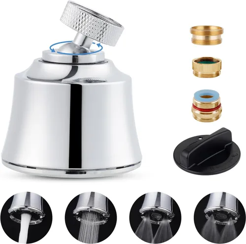 Miniatura 11 de Hygie Rinse Cabezal de repuesto para grifo de fregadero de cocina, accesorio rociador de 4 rociadores con 2 juntas de bola, giro de ángulo grande