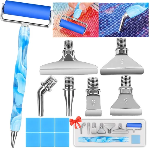 Miniatura 9 de Heyseri Juego de 14 herramientas de accesorios para bolígrafos de pintura de diamante, exquisitas puntas de metal de acero inoxidable, bolígrafo Oro