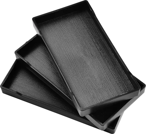 Miniatura 18 de Mini bandeja negra pequeña (8 x 4 pulgadas) para encimera de cocina, baño para artículos de tocador, accesorio de café, bar, condimentos