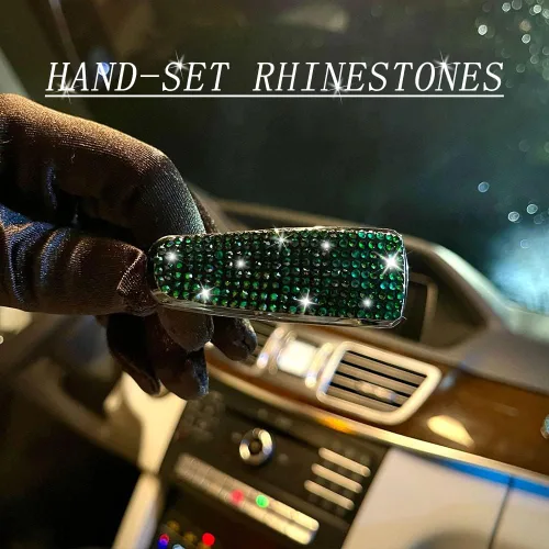 Miniatura 5 de Turcee Juego de 2 soportes para lentes de sol con diamantes de imitación brillantes para visera de automóvil con esponja antiarañazos, decoración