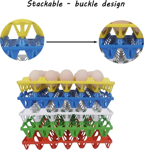 Miniatura 4 de 10 bandejas de plástico para huevos de 30 celdas, cajas de huevos apilables para embalaje de huevos, almacenamiento, envío de huevos frescos