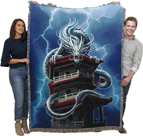 Miniatura 18 de Pure Country Weavers Anne Stokes - Manta de belleza de dragón de la colección Age of Dragons – Manta de fantasía para regalo tejida de algodón